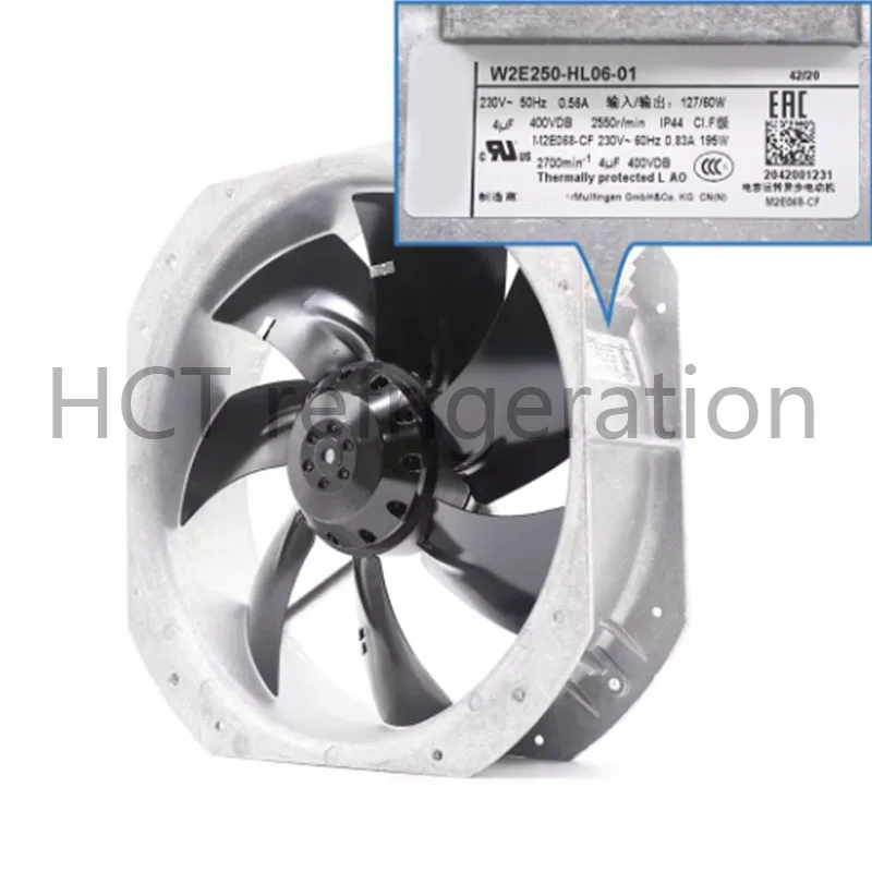 Brand new original W2E250-HL06-01 230V 50/60Hz 0.56/0.79A 127/180W 2550/2700r/min 100Pa Fan