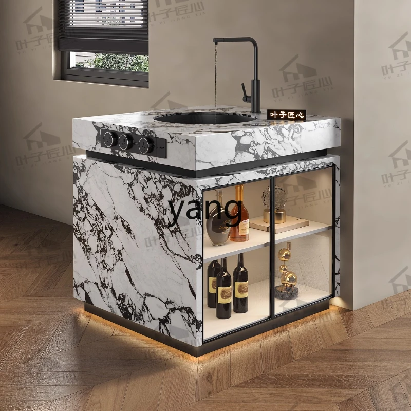 

tgf Rock Slab Island Cabinet Movable Kitchen Ultra-Narrow Guide Cabinet Small Apartment Island Cooking Table