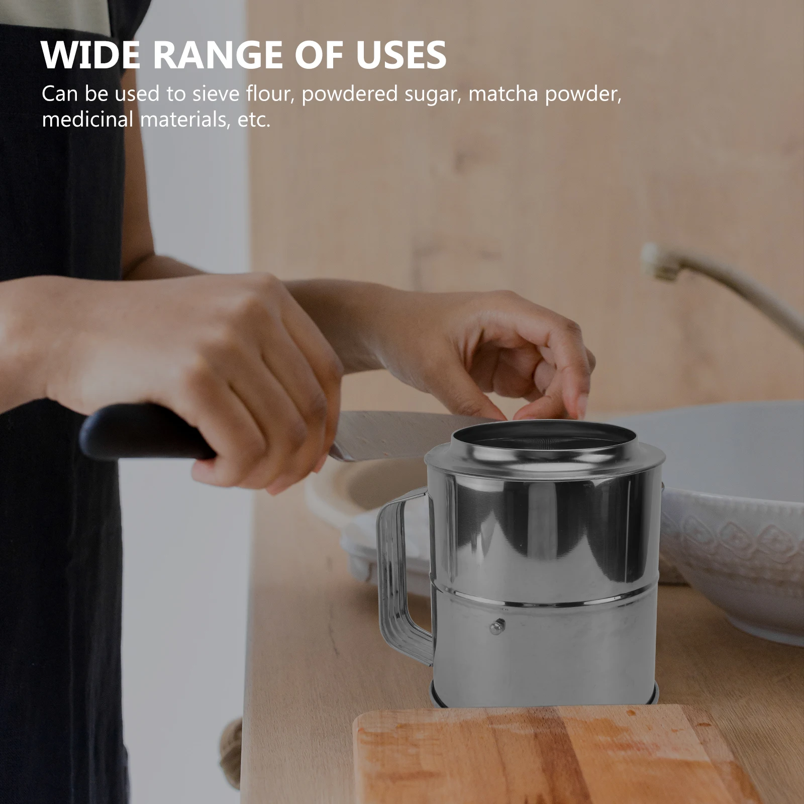 

Stainless Steel Flour Sifter Fine Mesh Handheld Baking Powder Sieve Cup Design Large Capacity Easy To Grip Portable Home Kitchen