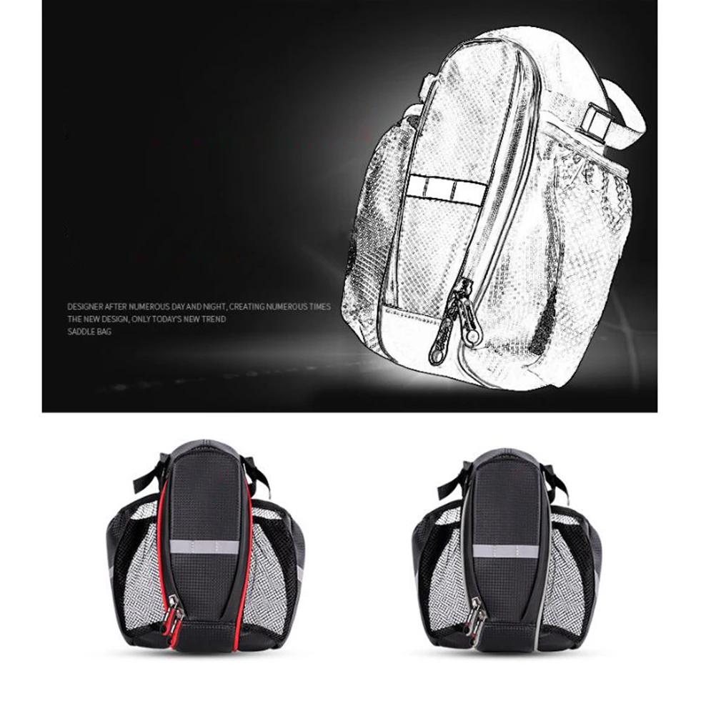 

1 шт. водонепроницаемая сумка для велосипеда, прочная, устойчивая к разрыву, двойные карманы, светоотражающий ремень для езды на велосипеде, ночная видимость, горный велосипед