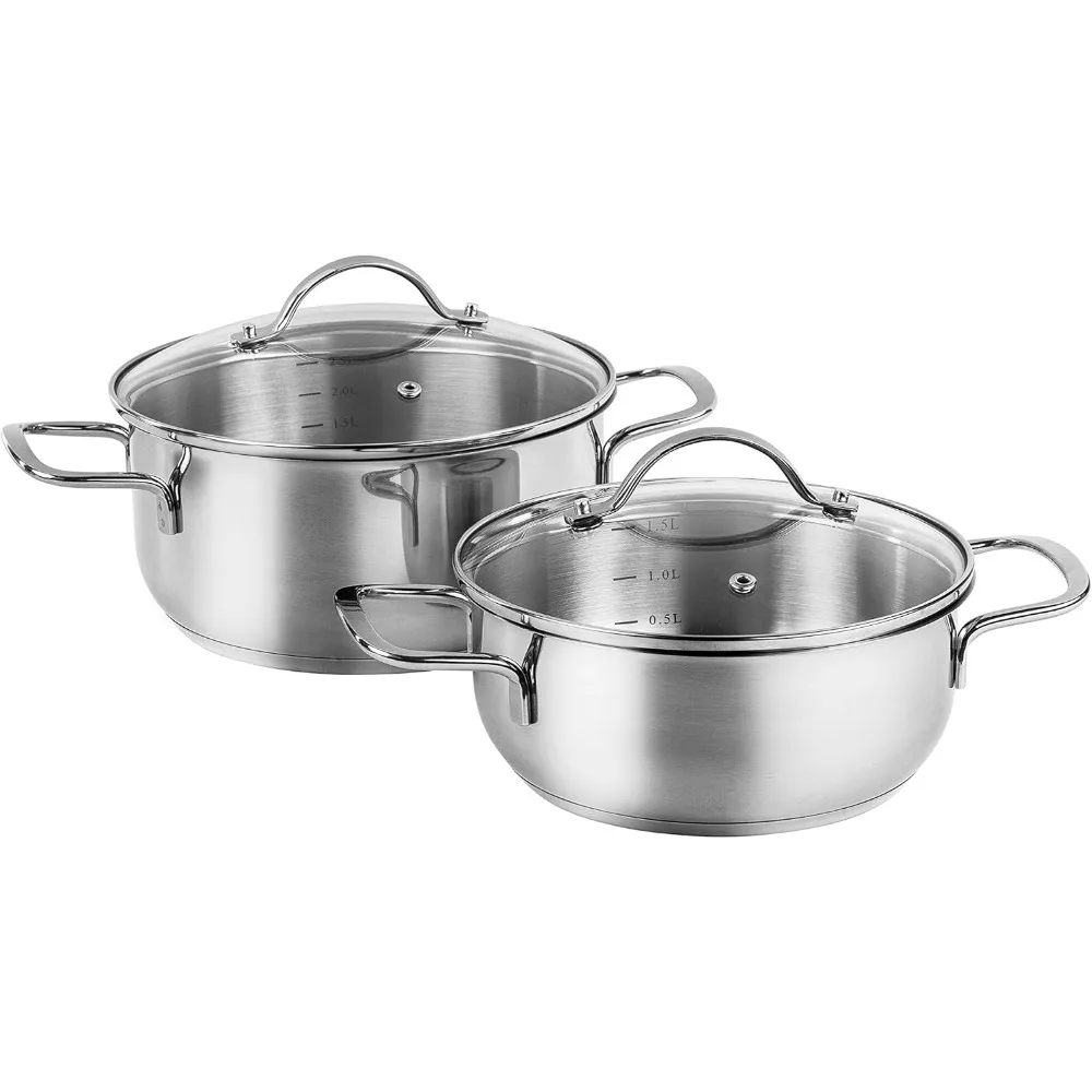 Набор индукционной посуды из нержавеющей стали от Karcher Jovita: кастрюли, сковороды и кастрюли из 10 предметов со стеклянными крышками