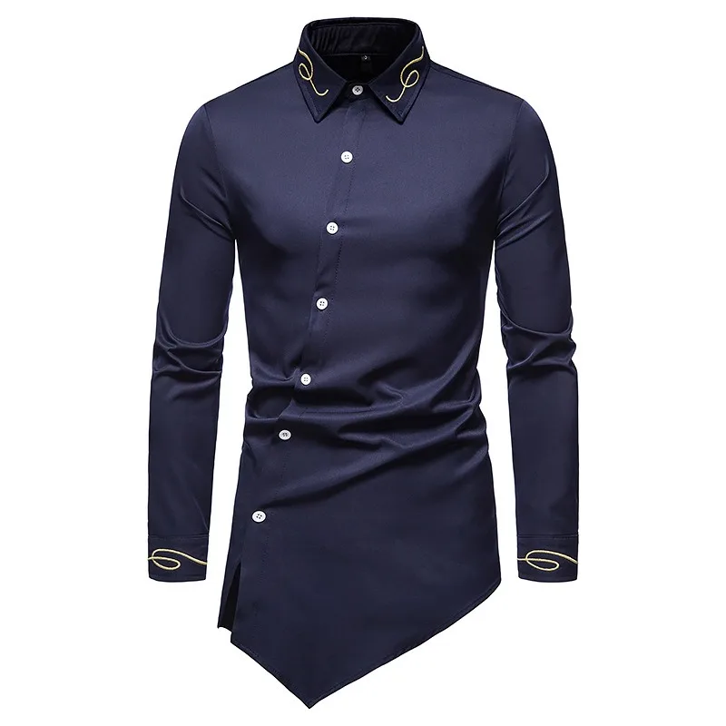 2024 Autumn New Men's Casual Loose Versatile Trendy Standing Collar Unique Design Men's Long Sleeved Shirt