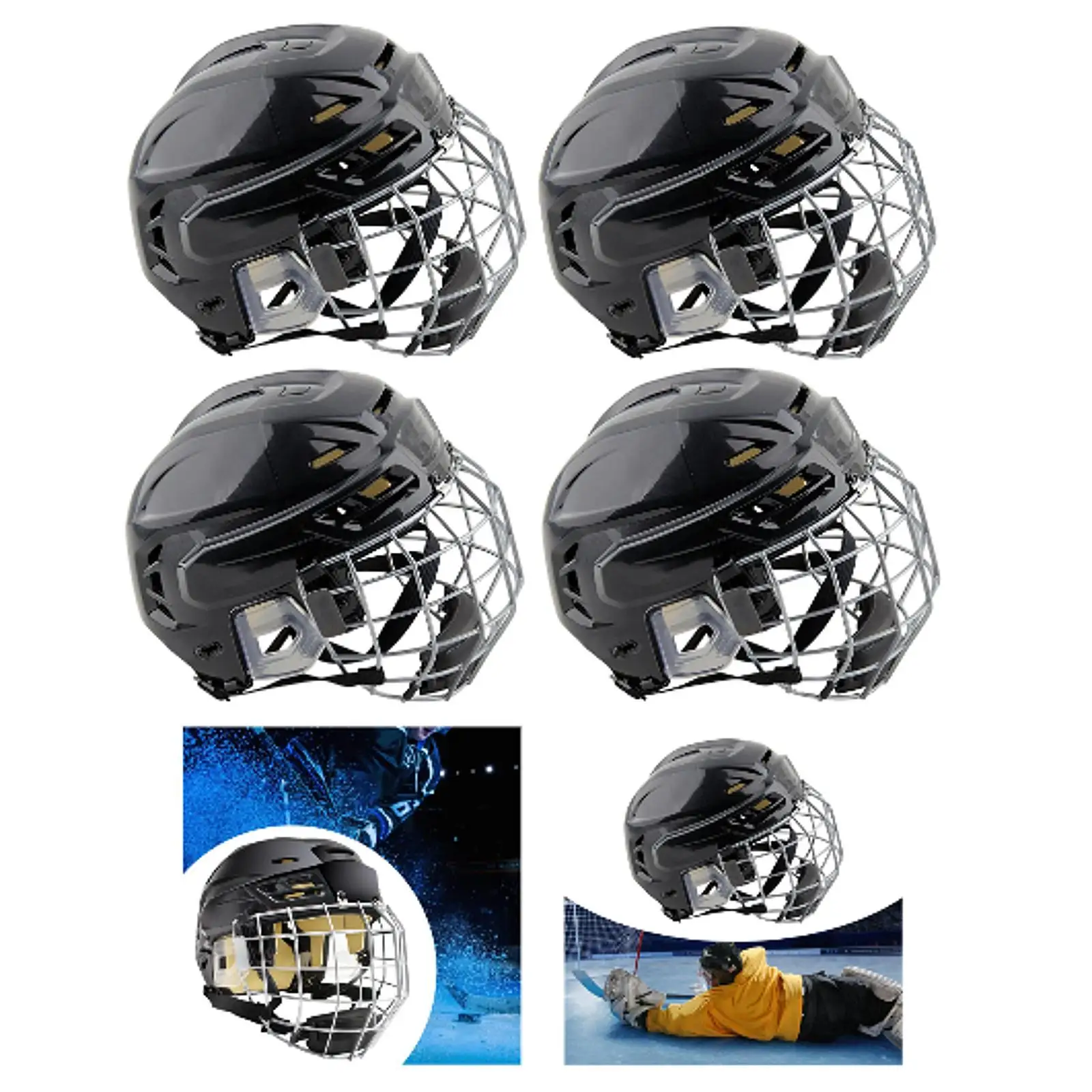 Hockey Helmet with Cage Training Headgear Breathable Game Professional Sturdy Ice Hockey Player Helmet Ice Speed Skate Helmet