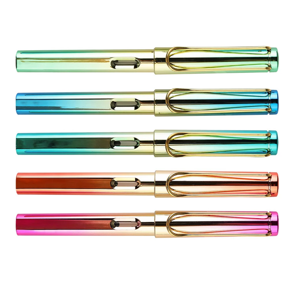 

5 Pcs Calligraphy Pens Portable Students Metal Useful Without Ink Fine Tip Fountain Writing Office for Staff Colored