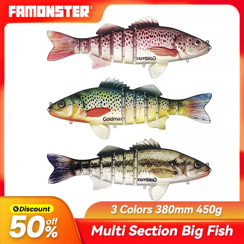 Famonster Fishing Lure 380mm450g Large Big Multi Section Brochet Swimming Soft Bait Jointed Giant Hard Basrock Pike Bass Winte