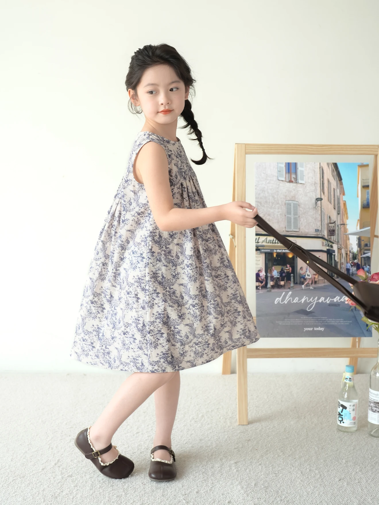 Girls dress 2024 summer new children\'s Mori floral princess dress baby sleeveless undershirt skirt