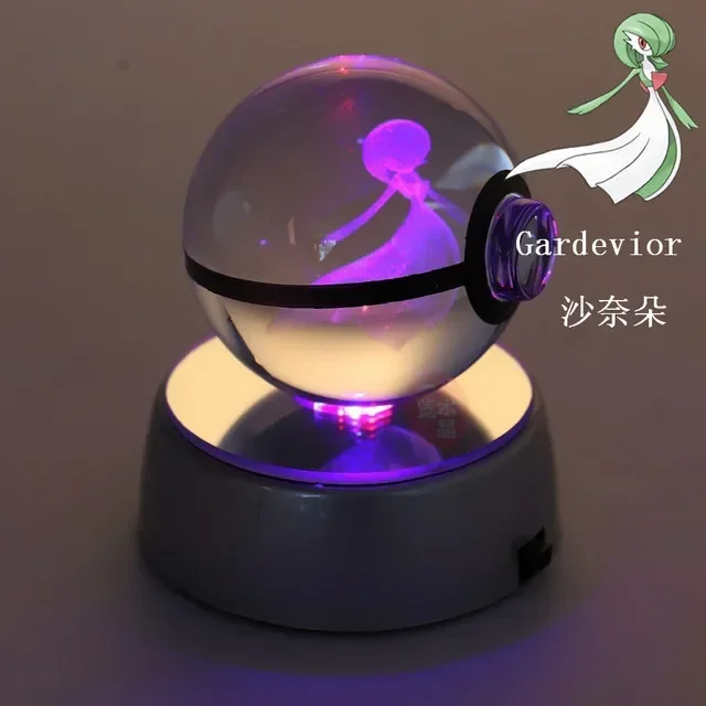 keeppley Pokemon Kristallkugel 3D Spielzeug Snorlax Mewtwo Pikachu Figuren Pokémon Gravur Modell mit LED-Licht Basis Kinder Geschenk Sammlerstück 4