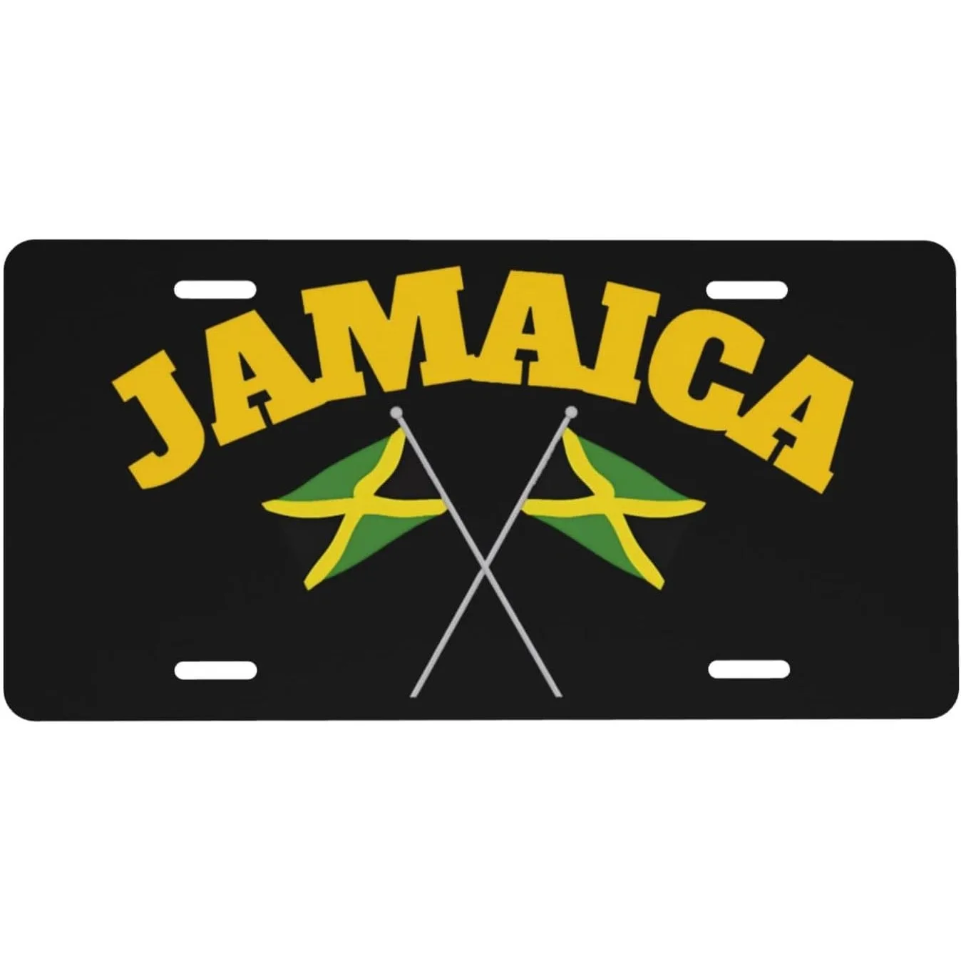 Jamaican Flag Aluminum License Plate 6 x 12 Inch Metal Car Front License Plate Cover Car Decor Accessory Novelty Vanity Tag