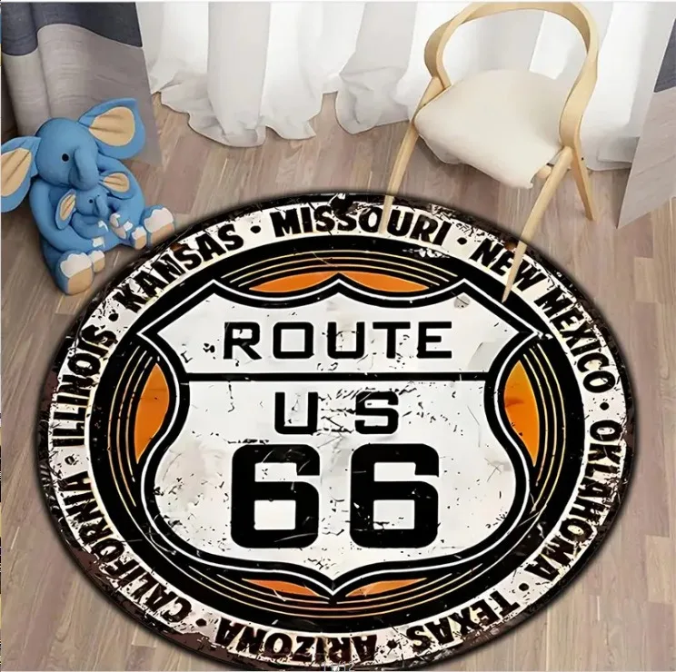 Retro Vinyl Record Round Area Rug Music Lovers Gift Non-Slip Living Room Carpet Vintage Decorative Floor Mat for Bedroom