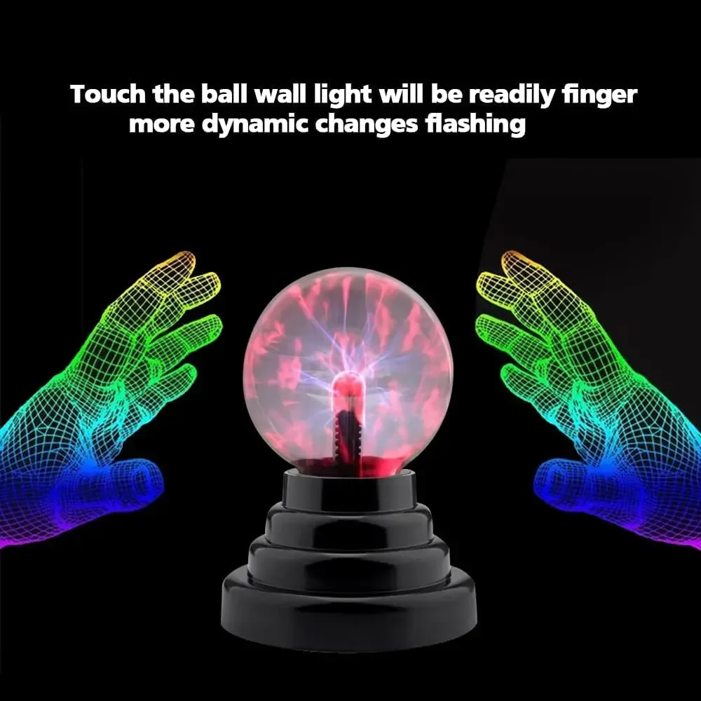 5 Inch Glass Plasma Ball Lamp Electric Globe Static Light Touch Sensor Lightning Table Sphere Nightlight Kids Science Gift