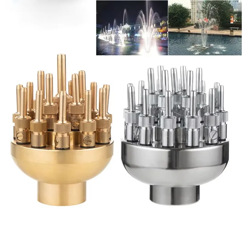 Ugelli per fontana secca a getto di schiuma di tarassaco in ottone e rame con stile di fuochi d'artificio per prodotti da giardino per stagni Testa di spruzzo in acciaio inossidabile