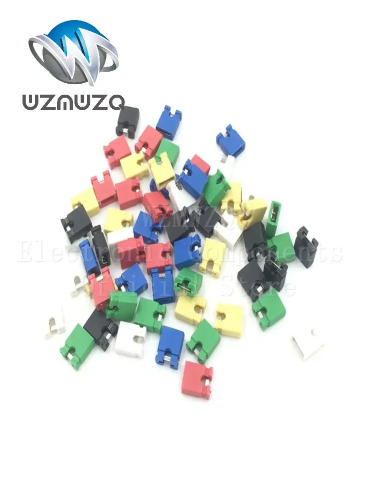 50PCS/Lot 2.54MM 2.0mm open jumper block Pitch head Jumper short cap connector Short length Black yellow blue red White