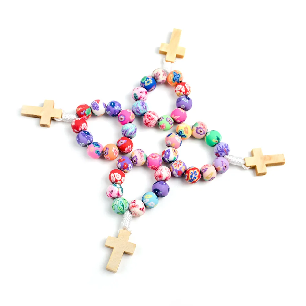 CR002 8mm Soft Ceramic Beads Rosary Thumb Bracelet Pray For Women