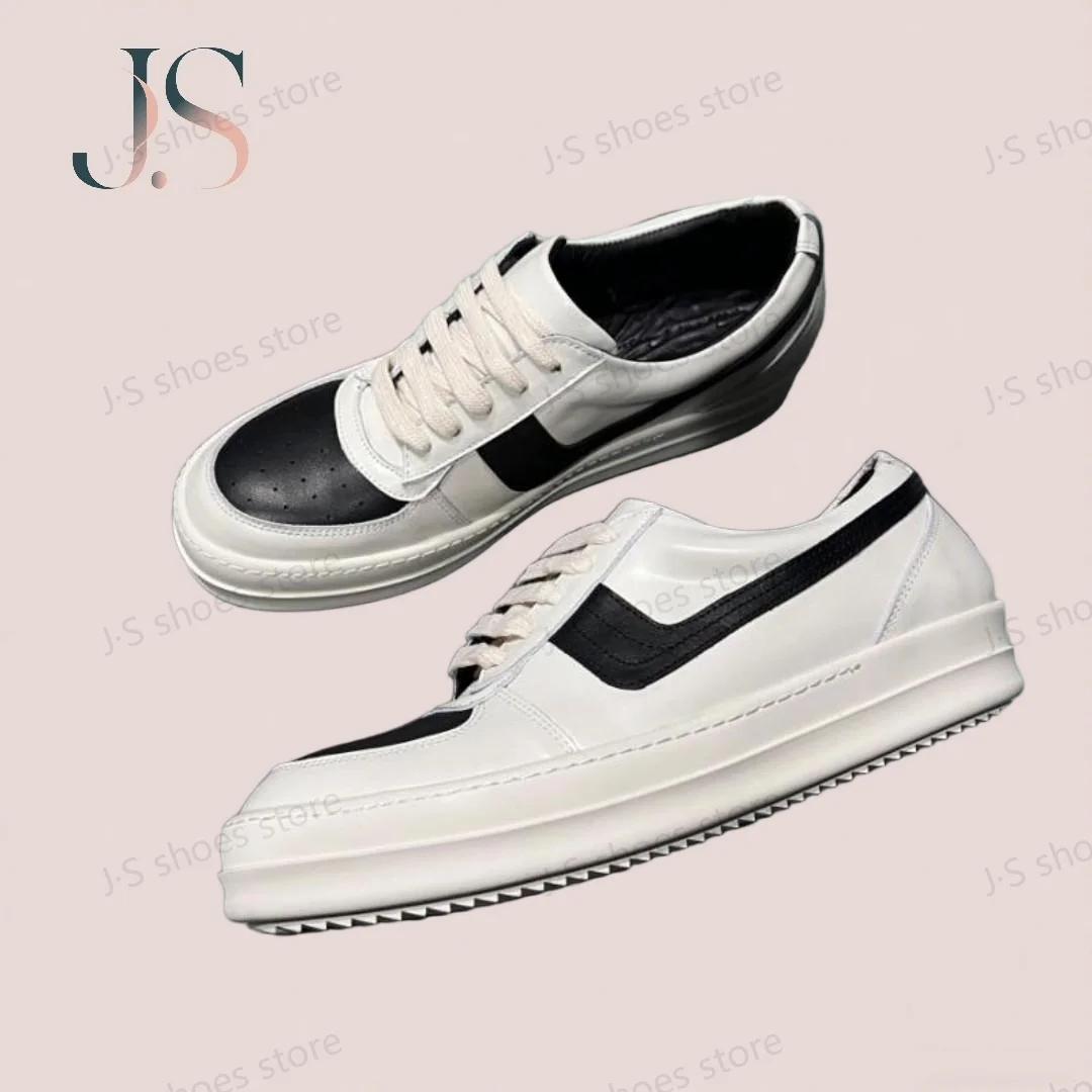 

R-o Design Black White Leather Low Top Shoe Geobasket Quality Men Shoes Women Casual Sneaker Lace Up Flat Sneakers