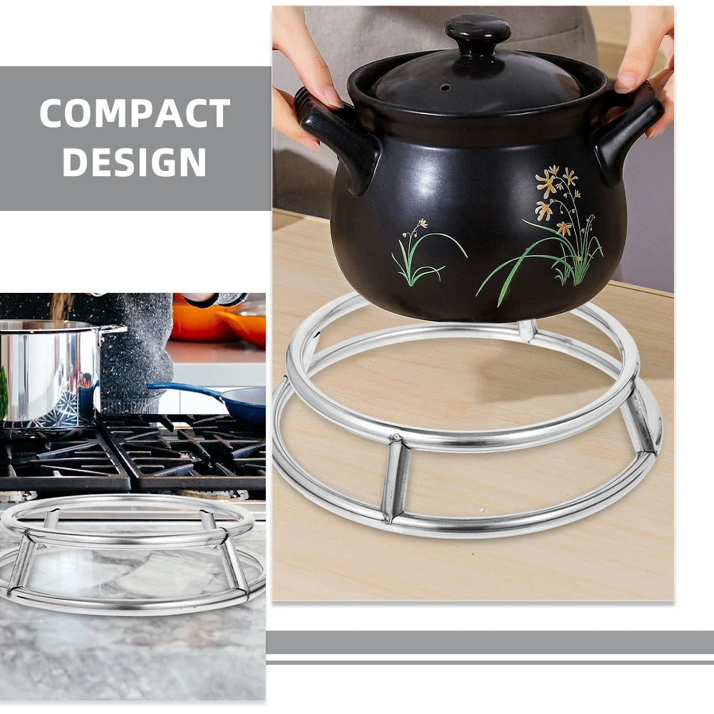 

Wok Rack Stainless Steel Countertop Pot Holder with Heat Insulation Space-Saving Design Sturdy Pan Rack for Kitchen Cookware