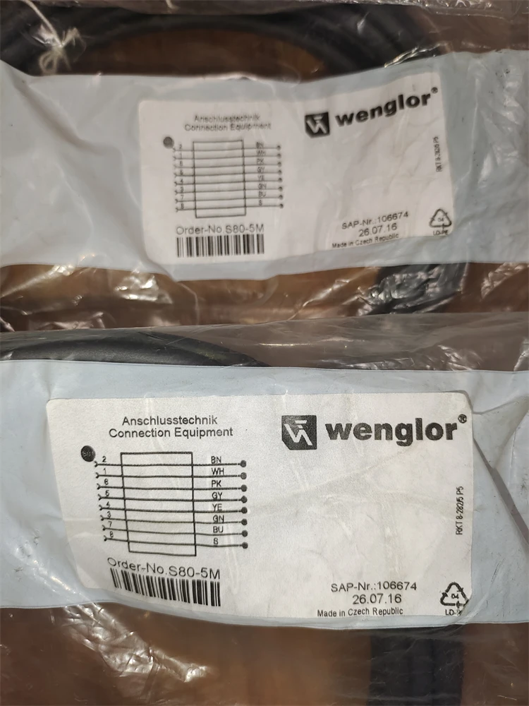 Wigler Wenglor Cable, 106674, S80-5M Brand New Original Import, 8 Cores 5 Meters Czech Republic