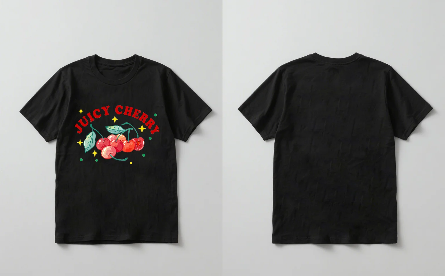 2025年 最新トレンドのおしゃれなチェリージョイプリント半袖Tシャツ カジュアルなラウンドネックトップス