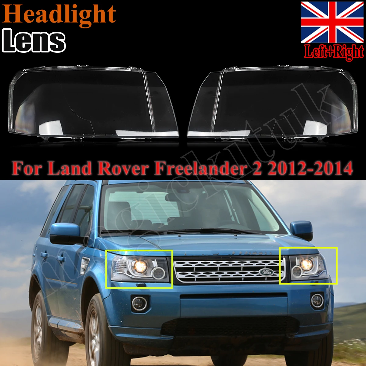 SAIQINGSP 2pcs Headlight Lens For Land Rover LR2 2013-2015 Clear Car Accessories Tools