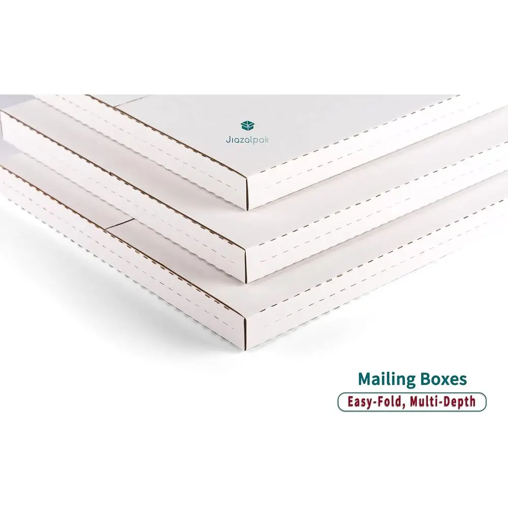 Caixas de Envio para Discos de Vinil de 12 Polegadas, 50 Unidades, 12.8x12.8x1 Polegadas, Envelopes Resistentes de Várias Profundidades com Etiquetas Frágil, Brancas