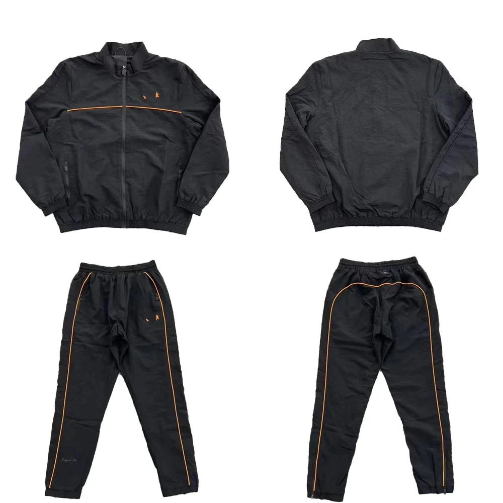 

SY-81 Men's Orange Print Cotton Jogging Trousers Set Black Comfortable Street Style Tracksuit with Sweatshirts and Tops