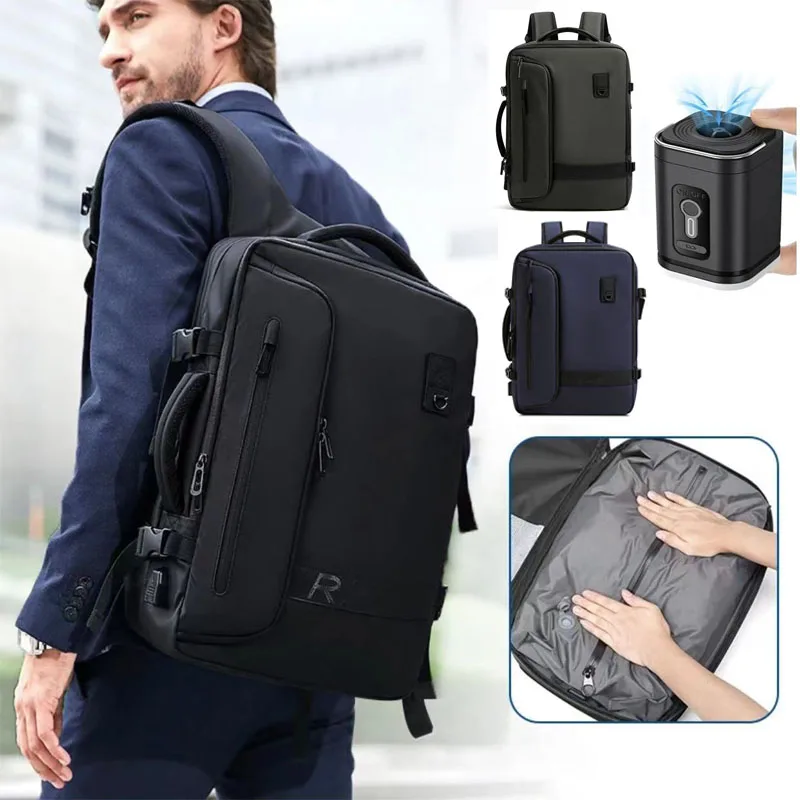 60L Vacuum Compression Backpack for Travel Expandable Bag with Electric Vacuum Pump Expandable Anti Theft Space Saver Backpack