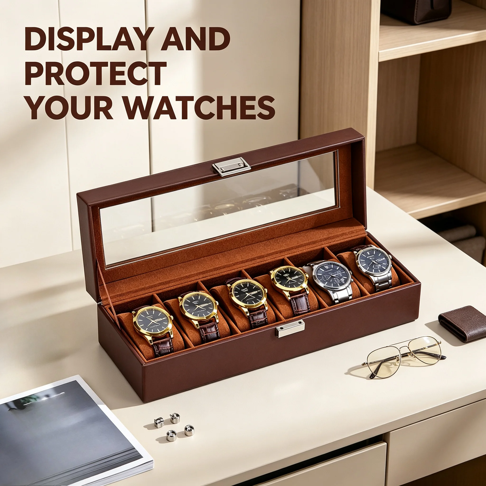 6‑Slot PU Leather Watch Storage Box High‑quality Watch Display Case for Mechanical Watches Premium Men Wristwatch Collection