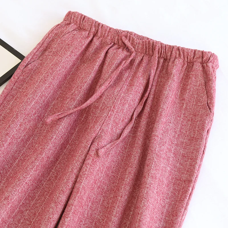 Nuevos pantalones de pareja de primavera y otoño, pijamas cepillados de algodón puro 100%, pantalones de casa informales sueltos de talla grande