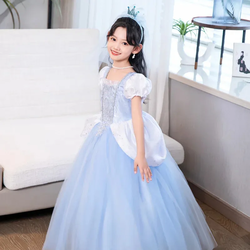 Cinderella Dress For Halloween Christmas Luxury Lace Ball Gown Party Girls Cosplay Princess Costume Kids Clothes Birthday 2-11Y