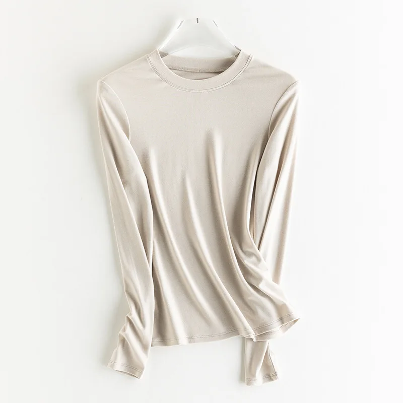 SuyaDream, Damen-T-Shirt, 28 % Wolle, 37 % Baumwolle, lange Ärmel, solides Basic-Thermo-Shirt, Herbst-Winter-Top 2025, Herbst-Winter-Top – Detail 13