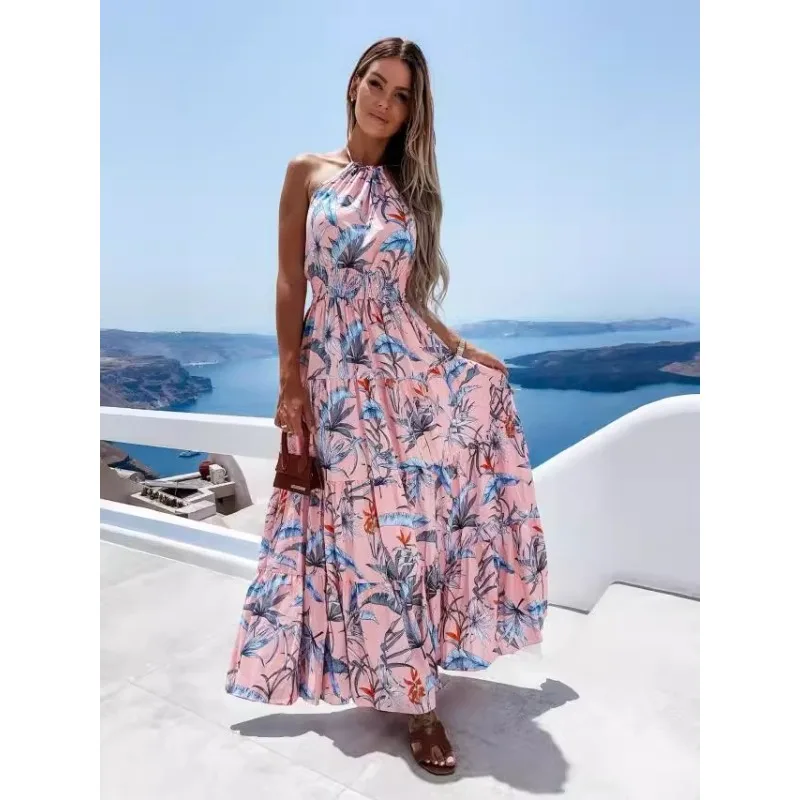 Zomer Nieuwe Damesmode Sexy Bloemenjurk Zonder Rug Boho Rok