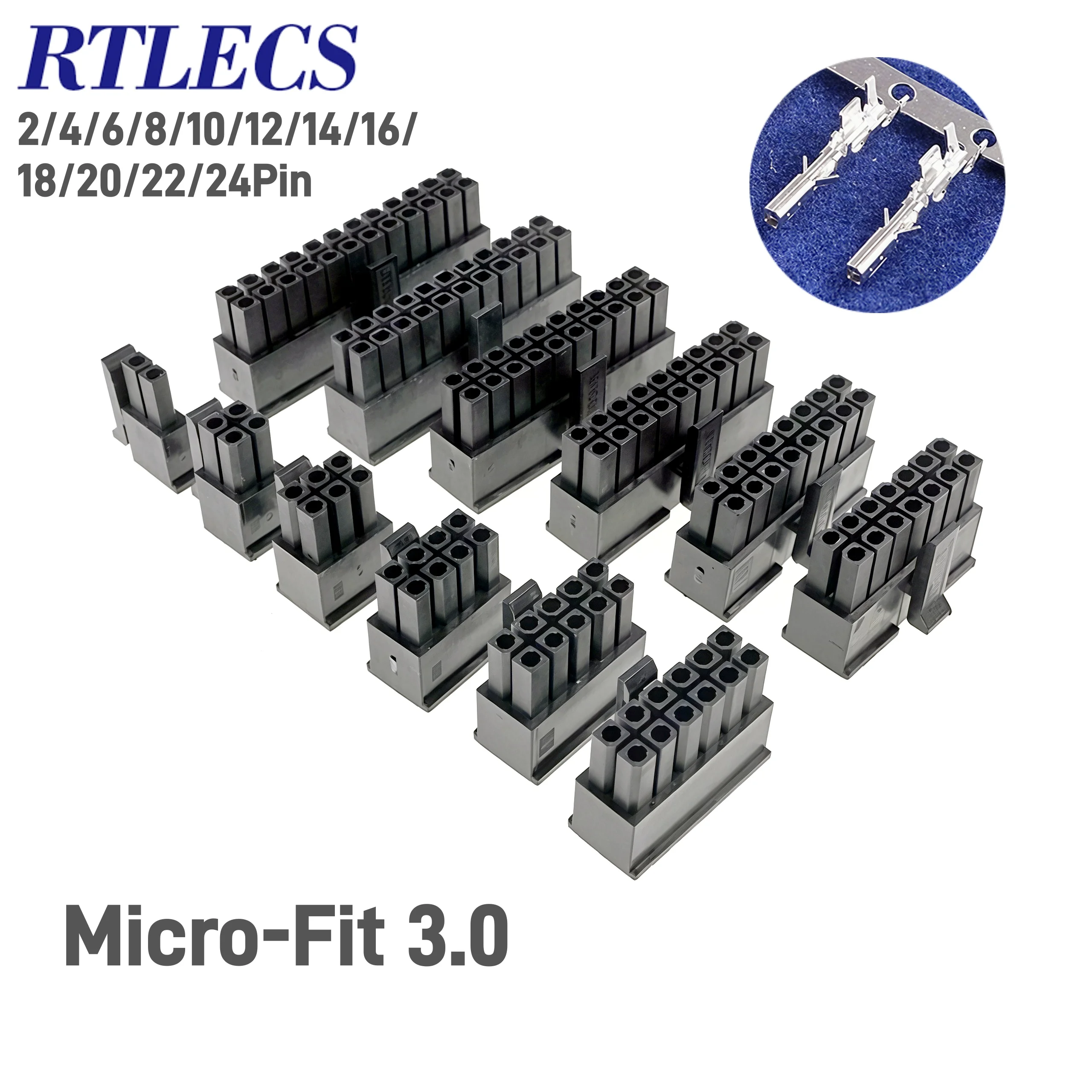 4 Stück Micro-Fit 3.0 Stecker Buchsengehäuse 2 Pin 4 6 8 10 12 14 16 18 20 22 24 Schaltkreise Stecker Shell Power Cross 43025 – Detail 1