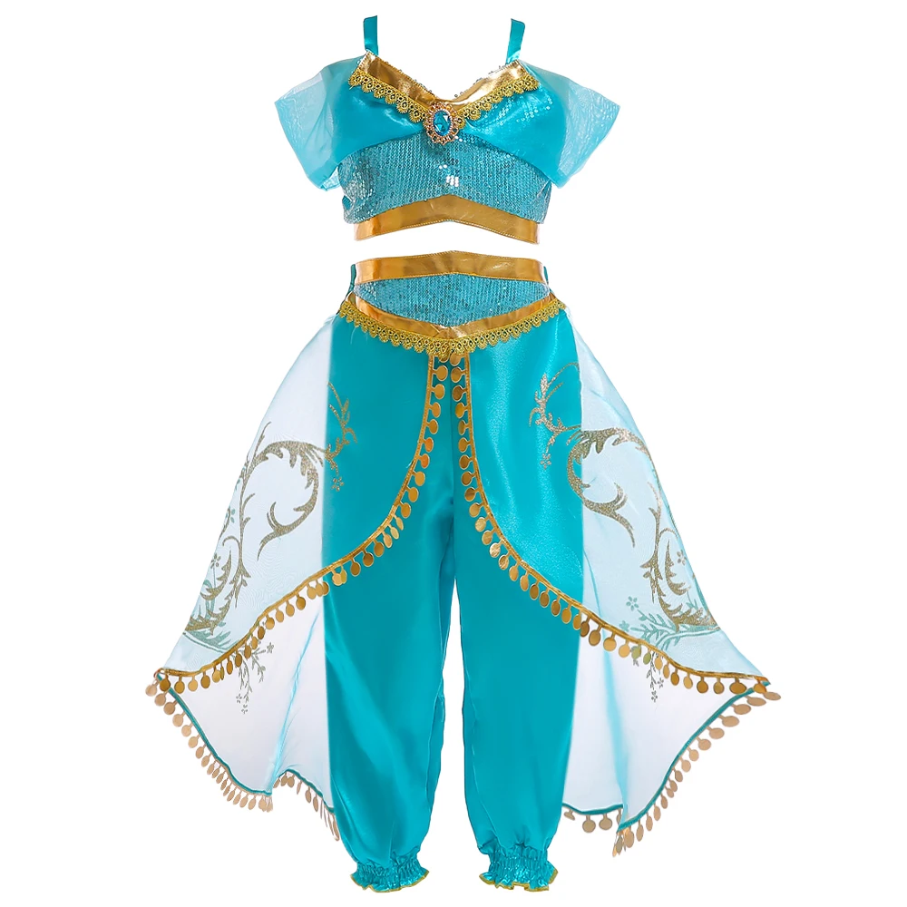 Klassisches Märchen Aladdin Wunderlampe Prinzessin Jasmin Mädchenkleid Cosplay Karneval Party Geburtstag Mädchenkleid Halloween Kostüme – Detail 2