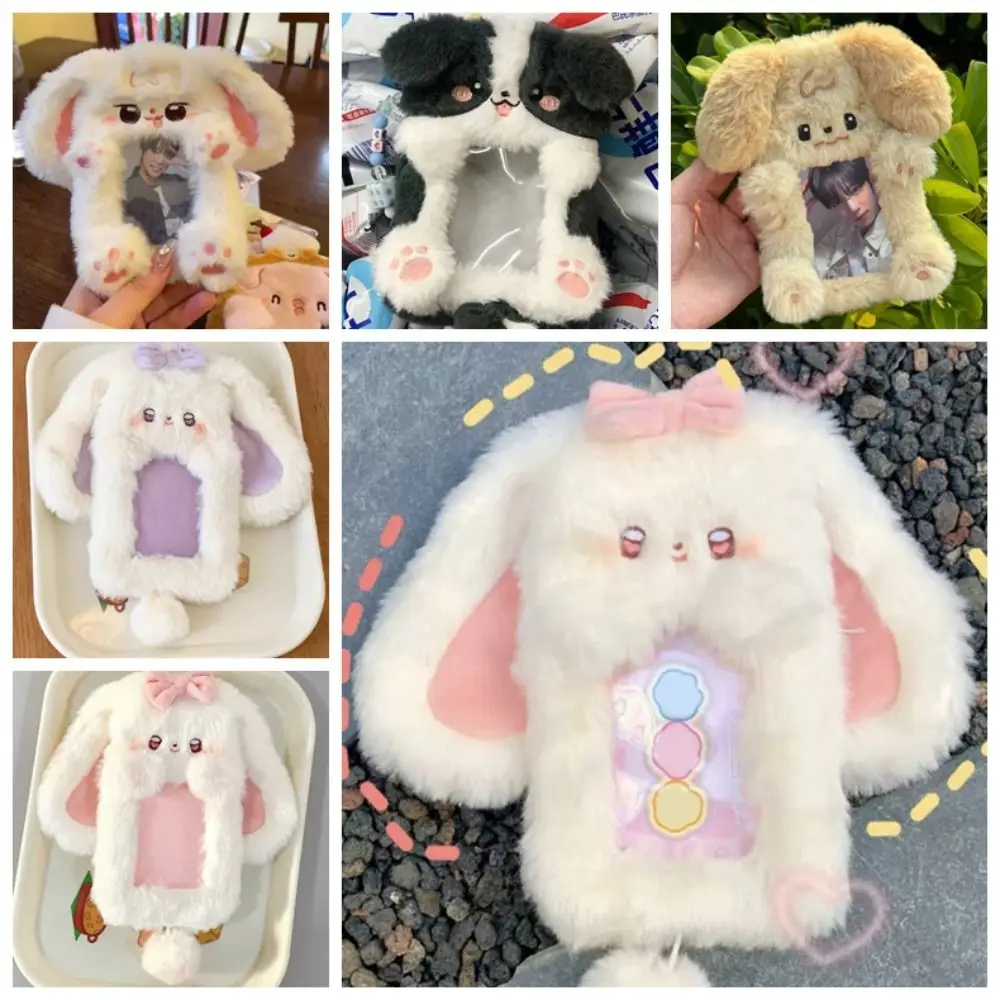 

Cartoon Multifunctional Photocard Case Plush Big Eared Rabbit/Border Collie Card Case Photo Card Holder Gift