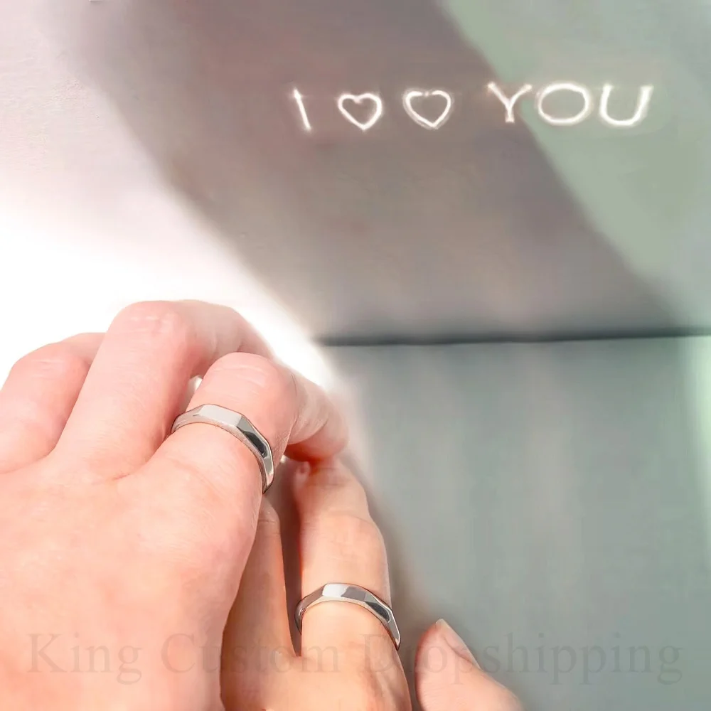 Picture 4: Projection Sterling Silver 925 Adjustable Reflective Light Sculpted Ring Couple Anniversary is a Fashion Gift for Lovers