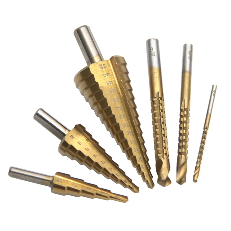 Straight Groove Ladder with Triangular Handle, Hole Punching, Worker Assembly Set, 4-12, 4-20, 4-32mm, 3, 6, 8 Saw Drill, 6 Pcs