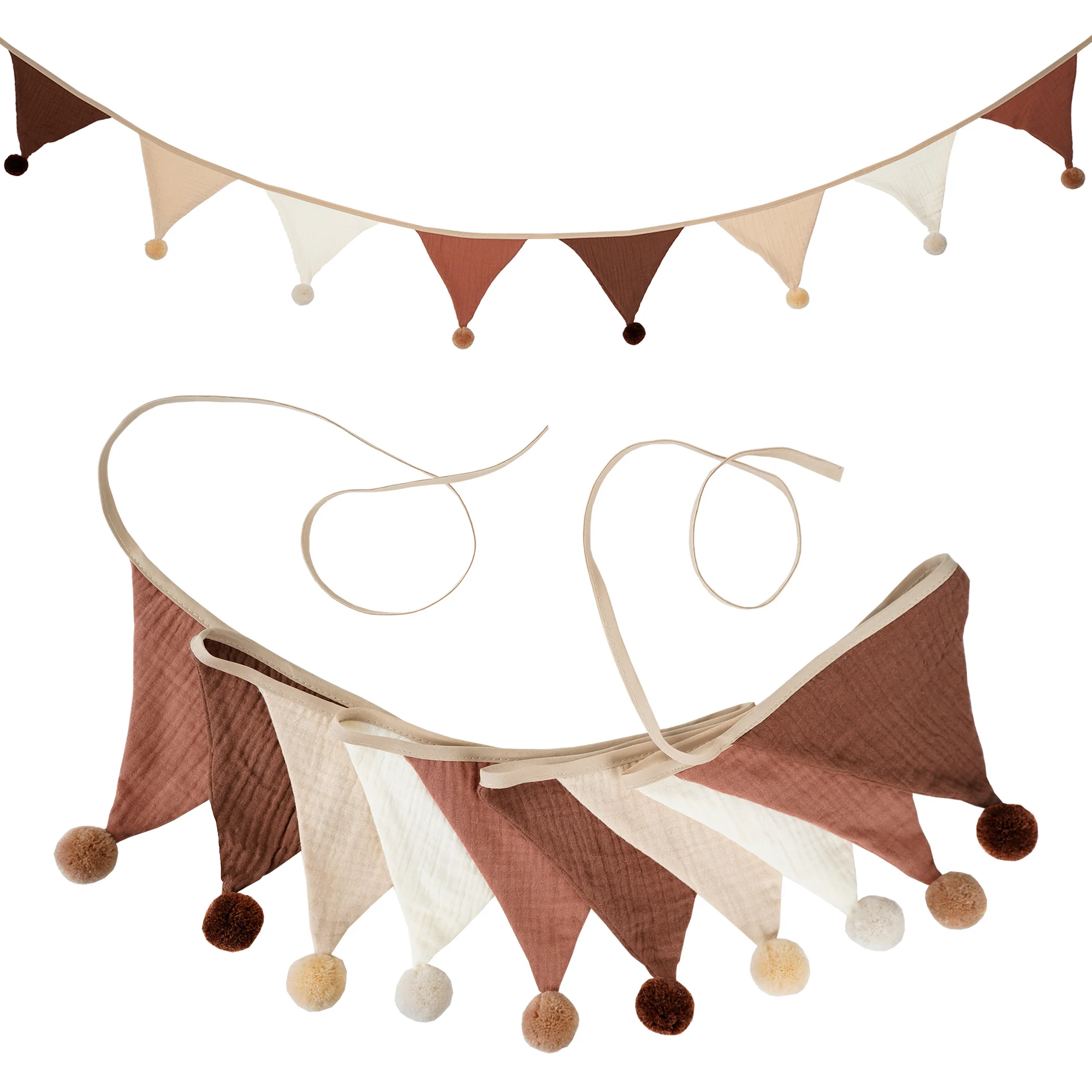2,6 m/8,5 ft Kindergarten Stoff Bunting 10 Dreieck Wimpel Flaggen mit Kugeln Party Decor Banner Home Baby Dusche Karneval Girlande – Detail 10
