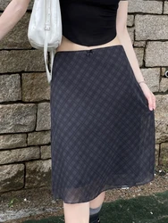 Elegant Plaid High Waist Midi Skirt Women's Chic Spring 2024 New Style A-Line Skirt Korean Style Commute Patterned