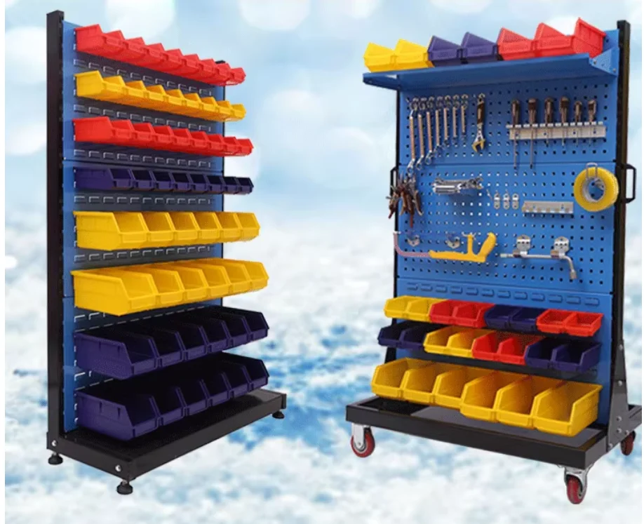 

Thickened hardware tool rack Tool rack double-sided mobile display rack workshop screw organizer