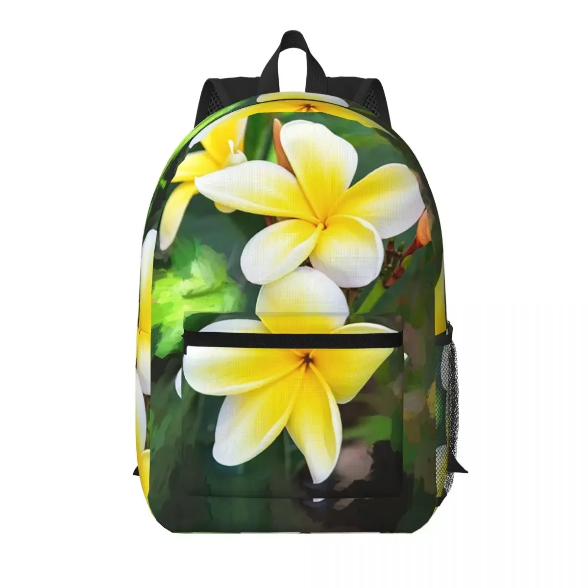 Blooming Plumeria Realistic Art Student Backpack School Bag Hiking Travel Daypack for Men Women Bookbag Shoulder Bags