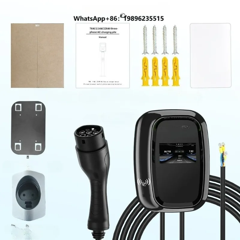 MNJ IP65 Type 2 7KW 32A EV Charging Station Wallbox New Electric Vehicle AC Charging Pile RFID Card 5m Cable Indoor/Outdoor CE