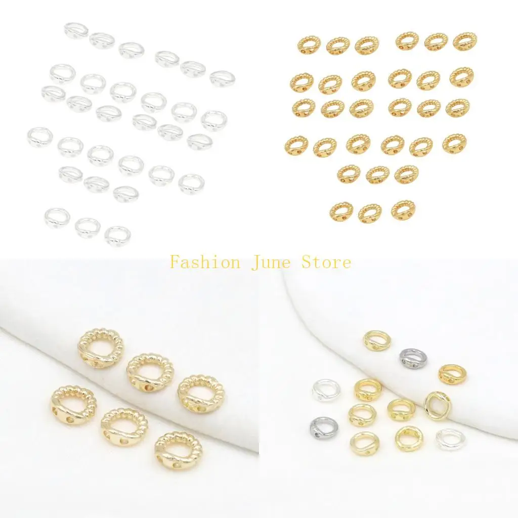 N5KA Beads Strands End Connectors Rings, Copper Two Hole 30 Piece Set