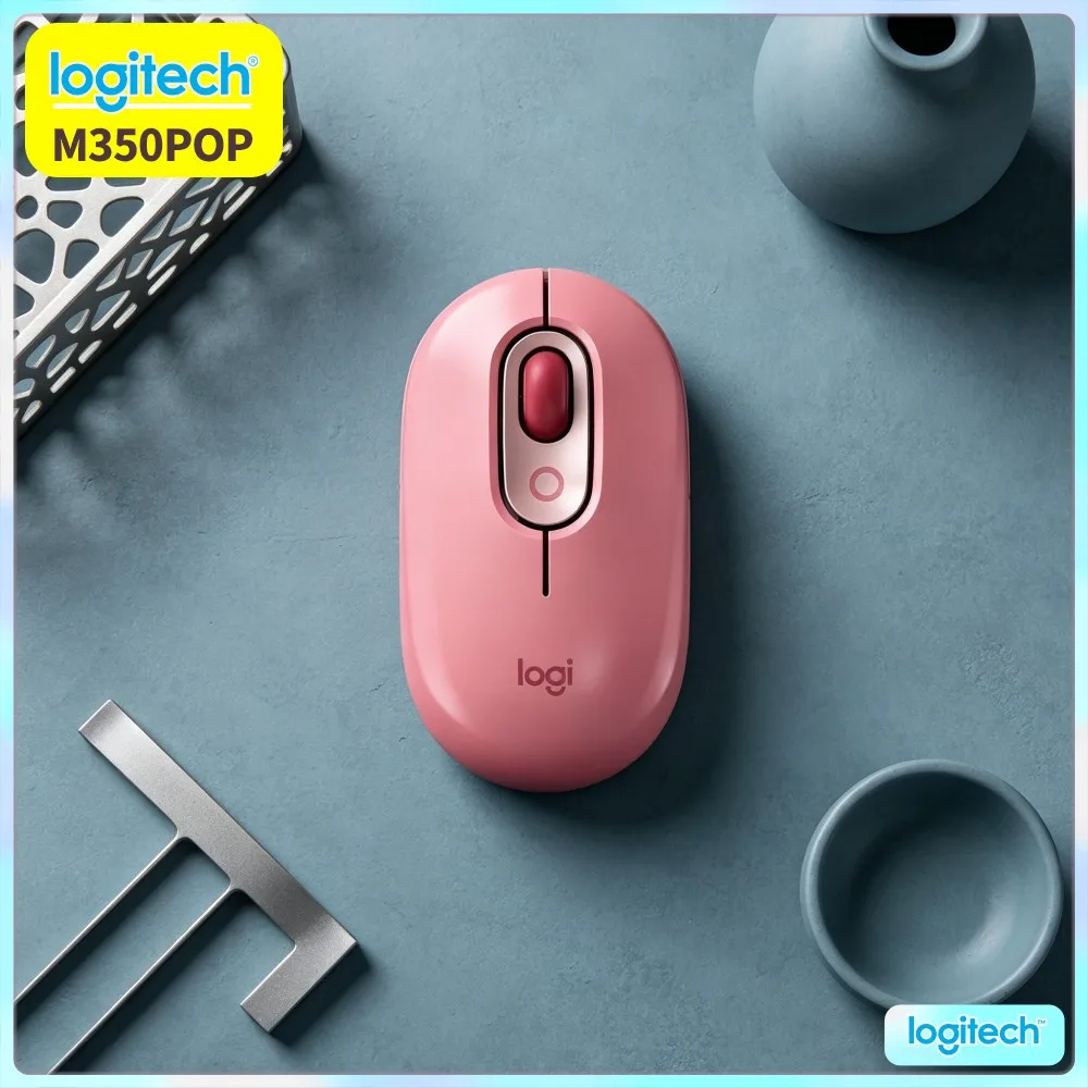 Portable Logitech M350 POP Mouse Bluetooth USB 90% Noise Reduce 18-Month Battery Daily Work Home Travel Use