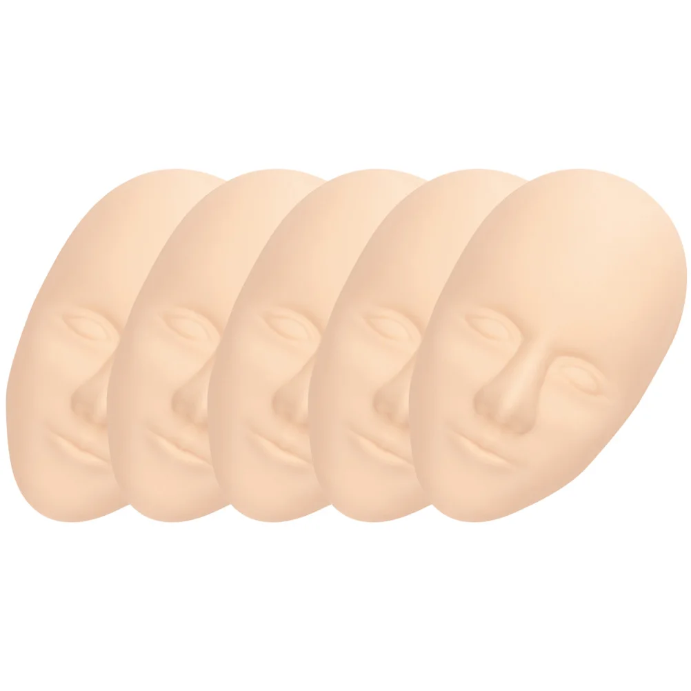 

5 Pcs Face Practice Skin Silicone Makeup Tattooing Mold Silica Gel Mannequin Eyebrows
