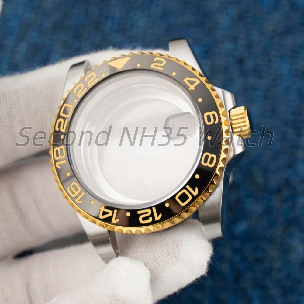 NH35 Case 40mm Gold Silver Watch Case Stainless Steel Sapphire Glass For SUB GMT NH34 NH35 NH36 NH38 Movement 28.5mm Dial Parts