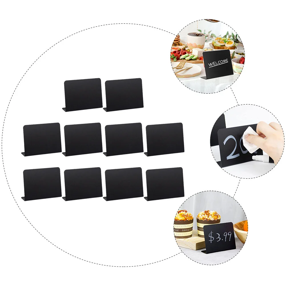 10 Pcs Food Sign Black Writing Chalkboards Mini Price Display Decor Blackboard Decorate for Restaurant Menu Pvc