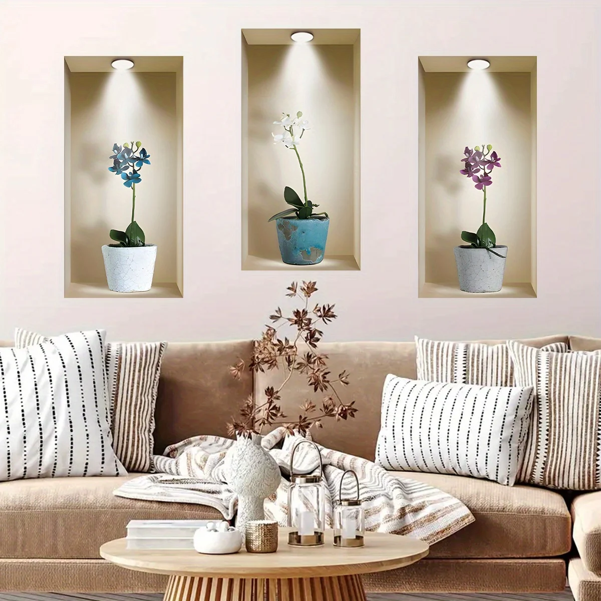 Watercolor Realistic Potted Flower Plant Wall Stickers Removable for Bedroom Living Room Nursery Decoration Wall Decals