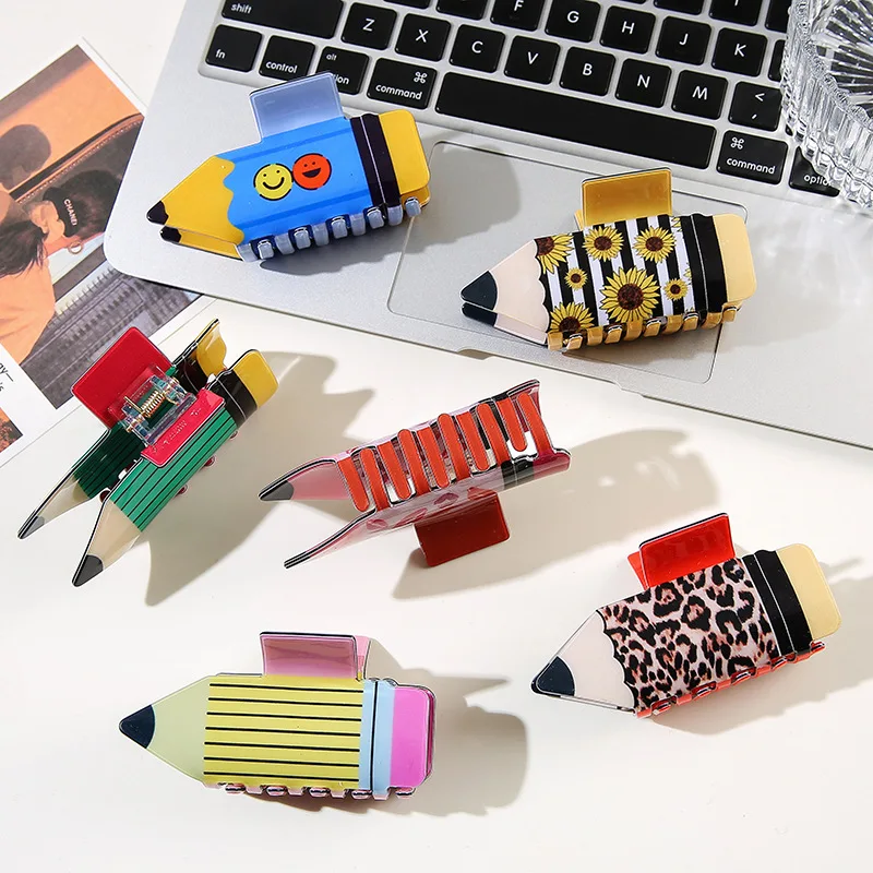 

Pencil Hair Claws Acetate Sweetheart Girl Cute Multi-color Creative Stationery Back To School Season Hair Accessories