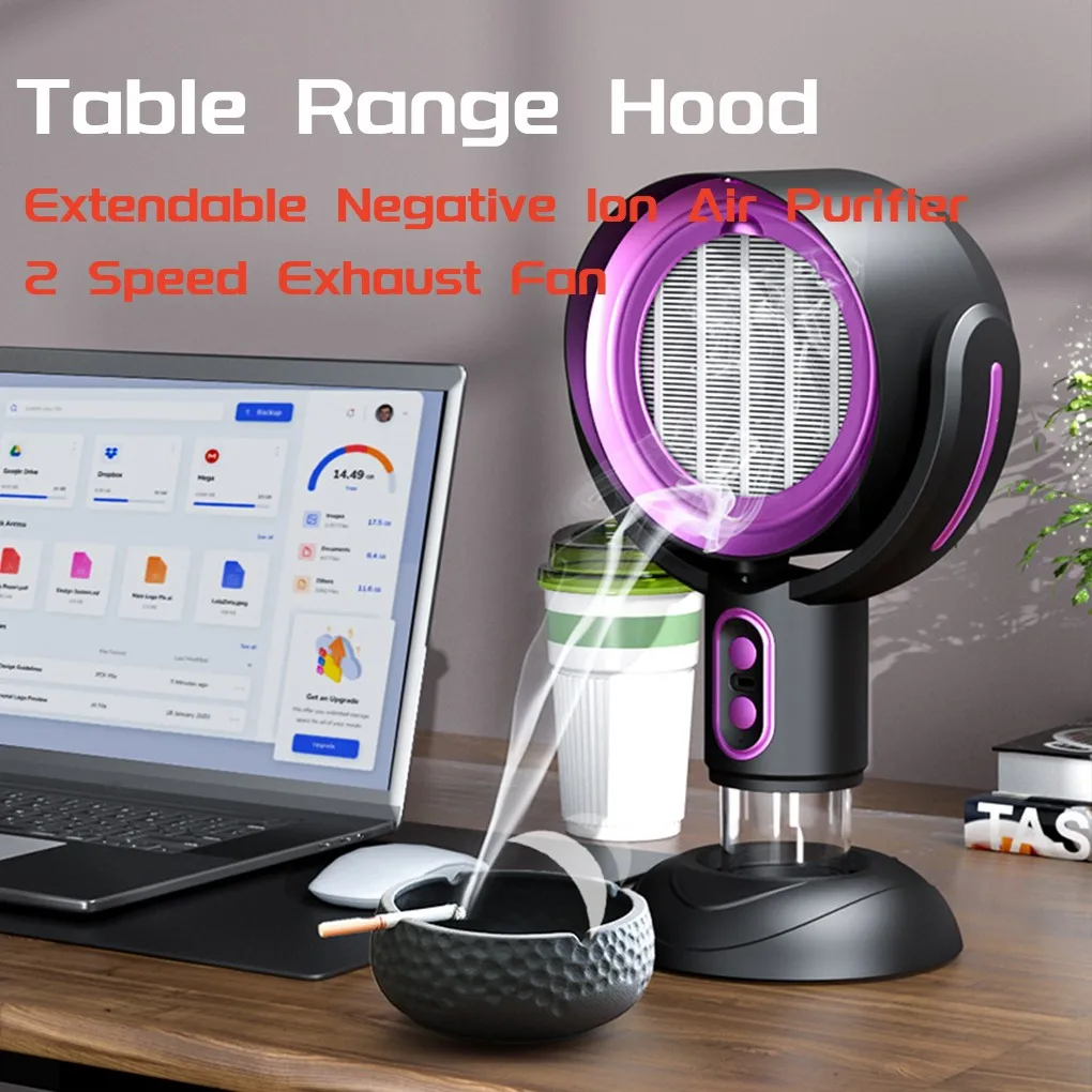 Desktop Range Hood USB Powered Negative Ion Mini Portable Exhaust Fan 5v Two-Speed Adjustment Fume Extractor Tabletop Use