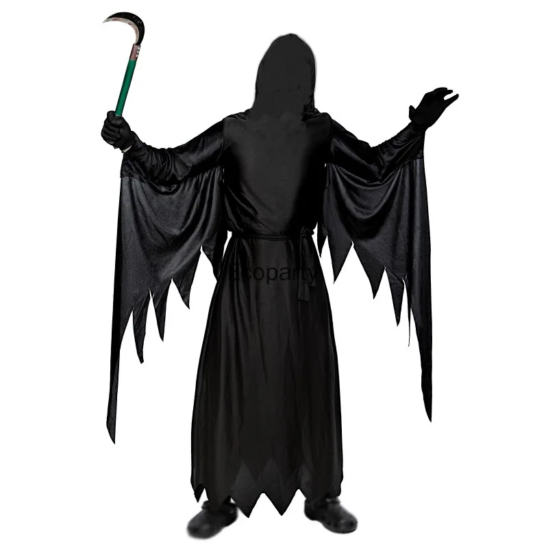 Adult Halloween Ghost Grim Reaper Cosplay Costume Scream Death Dress Up Props for Prom Men Horrible Movie Halloween Carnival Set