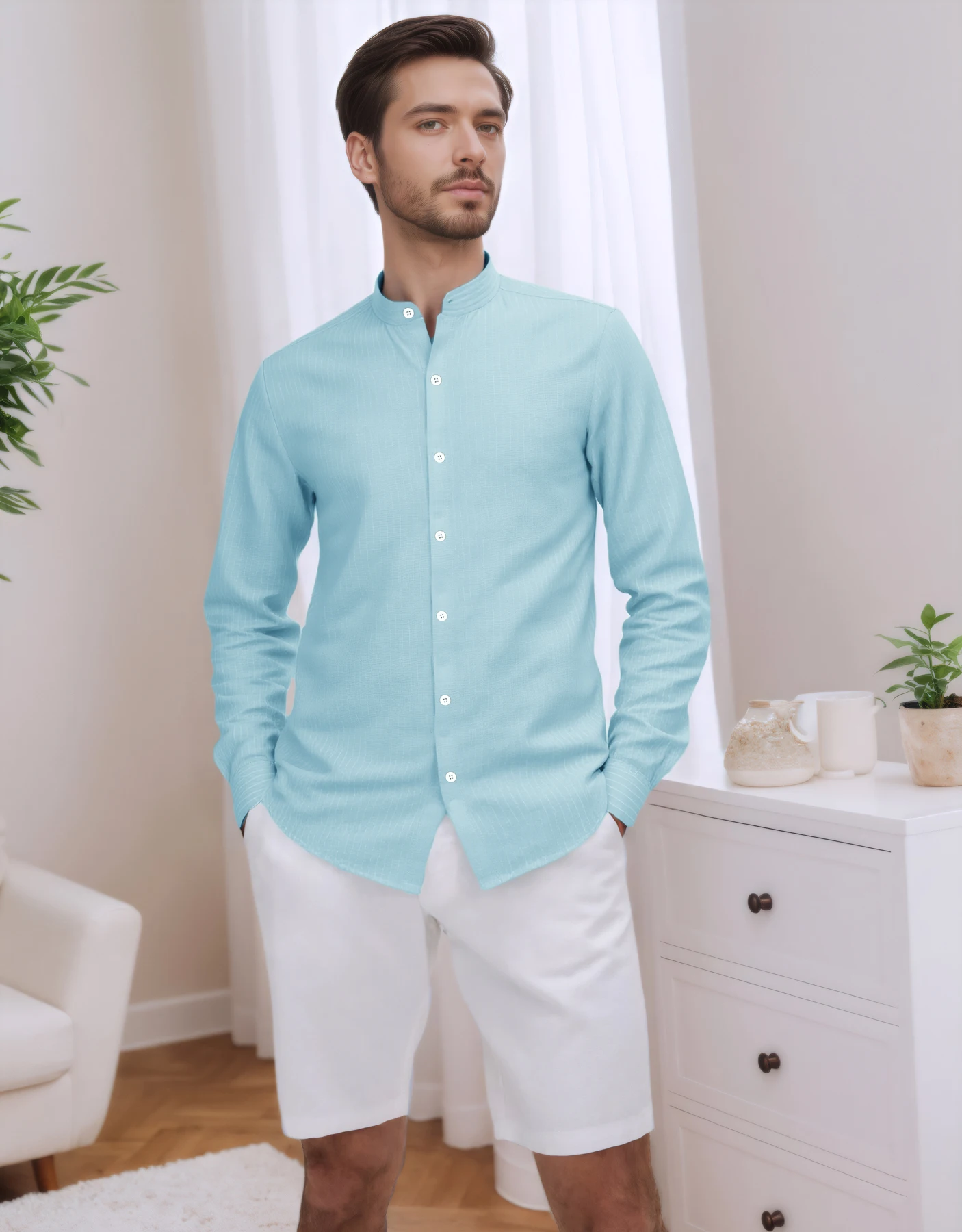 Men's shirts Fashionable cotton and linen striped long sleeved cardigan clothes Leisure Daily Hot selling thin men's clothing